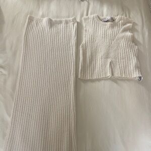 Bershka Ribbed Knit Skirt and Top Set